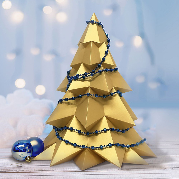 WIZARDI 3D paper craft models Christmas tree PP-2ELK-2GLD