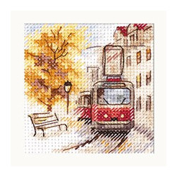 Autumn in the city. The tram S0-217