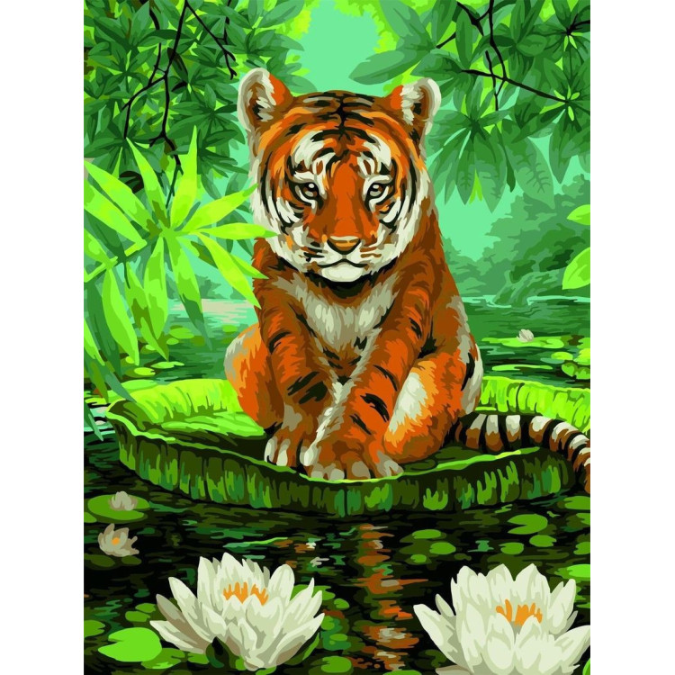 Tiger and Water Lilies 40x50 cm S052