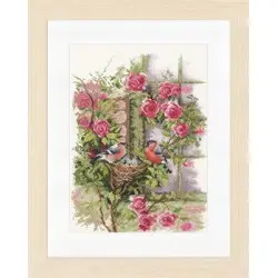 Counted Cross Stitch Kit Nesting Bird In Rambler Rose Counted Fabric PN/0008020