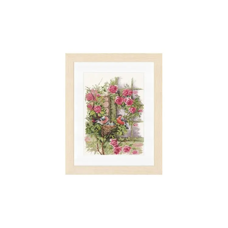 Counted Cross Stitch Kit Nesting Bird In Rambler Rose Counted Fabric PN/0008020