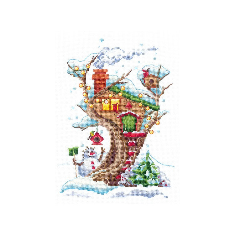 Houses in the trees. Snowy SAND-23