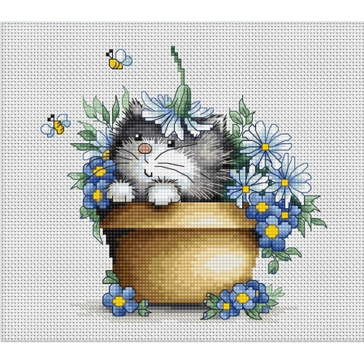 Kitten in flowers SB1048