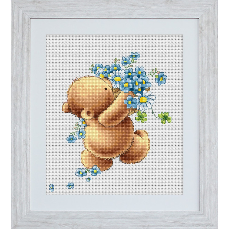 Bear with Forget-me-not Flowers SB1052