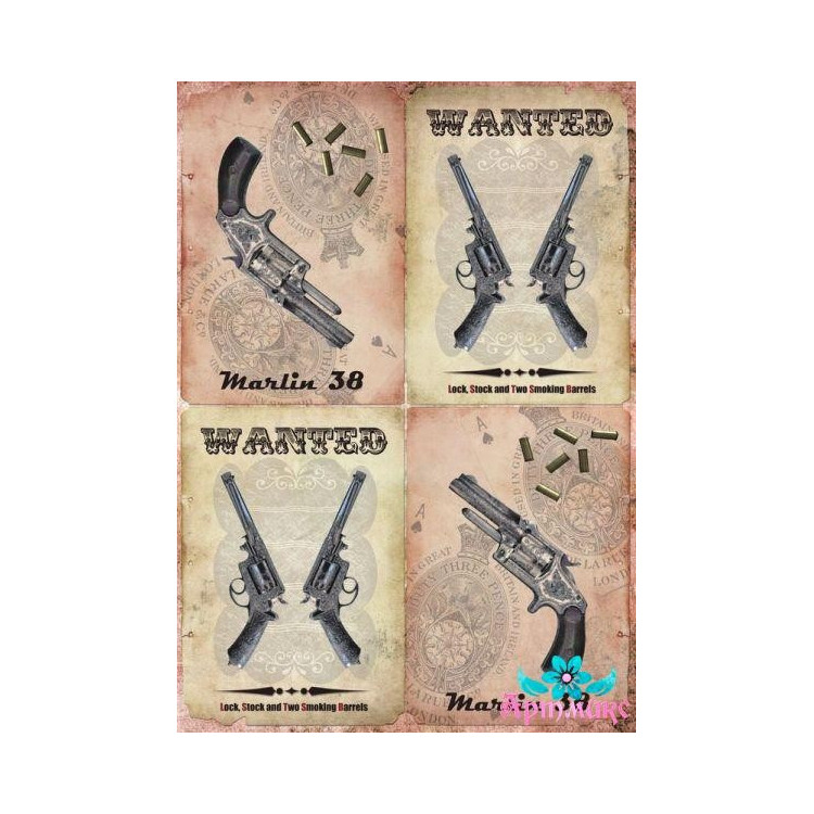 Rice card for decoupage "Revolvers" size: 21*30 cm AM400302D
