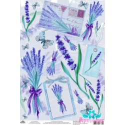 Rice card for decoupage "Lavender letters" size: 21*30 cm AM400319D