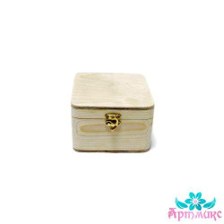 Box with rounded corners made of solid pine, with a lock, size 15x15xh10 cm AH616007F