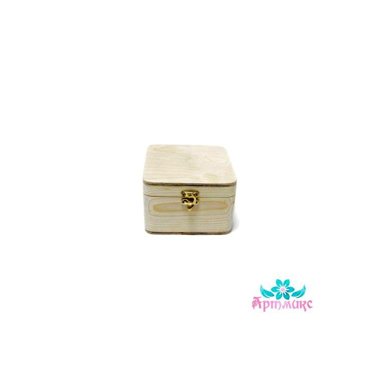 Box with rounded corners made of solid pine, with a lock, size 15x15xh10 cm AH616007F