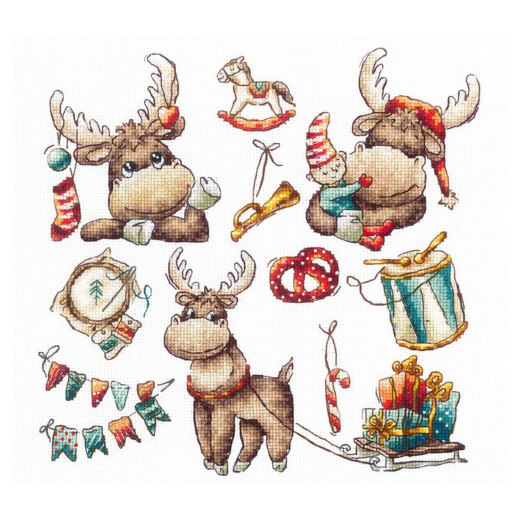 Sampler. Festive moose SANS-63