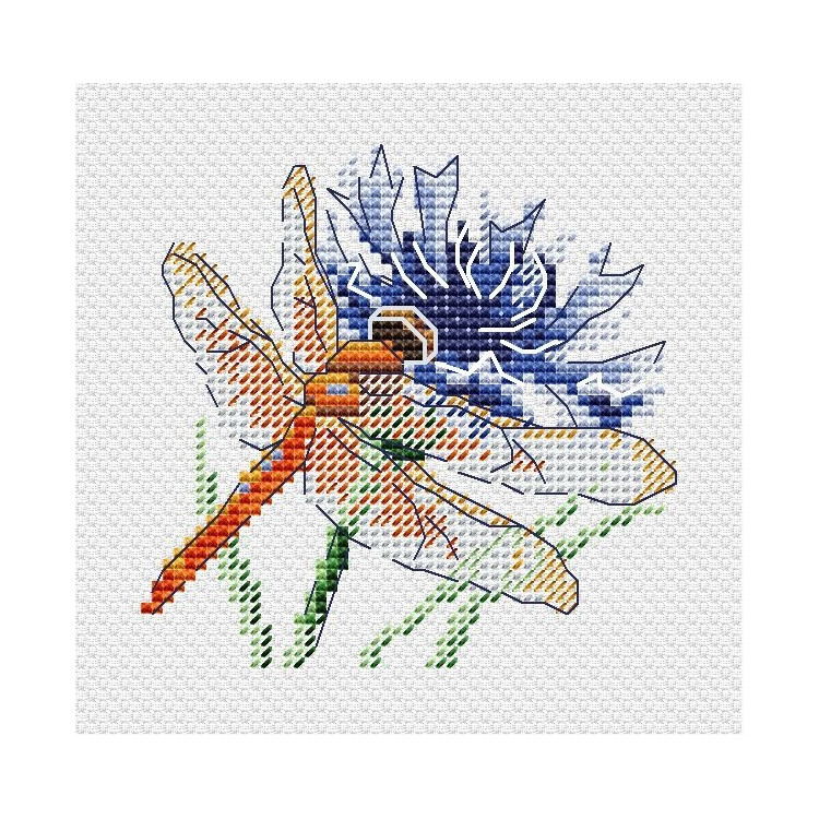 Dragonfly and cornflower SM-619