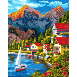 Paint by Numbers kit. Прибрежный городок 40x50 cm A084