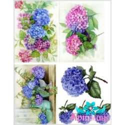 Rice card for decoupage "Assorted Hydrangeas" 21x29 cm AM400004D