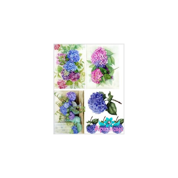 Rice card for decoupage "Assorted Hydrangeas" 21x29 cm AM400004D