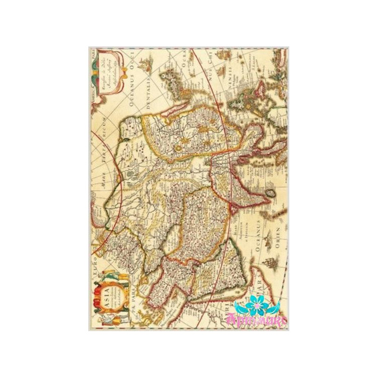 Рисовая карта для декупажа "Старинная карта мира №2"21х29 см AM400015D