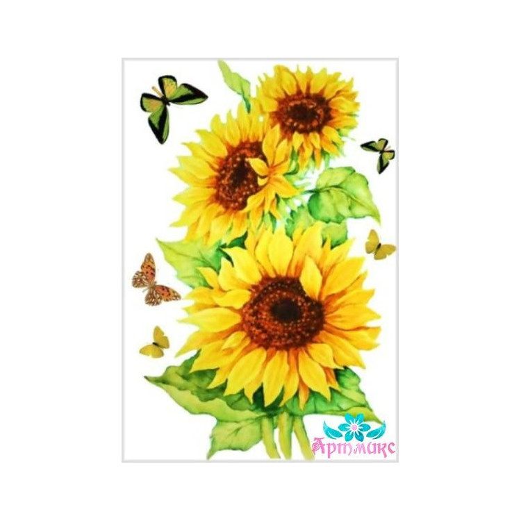 Rice card for decoupage "Sunflowers with butterflies" 21x29 cm AM400022D