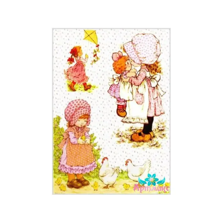 Rice card for decoupage "Children in the village No. 1" 21x29 cm AM400032D