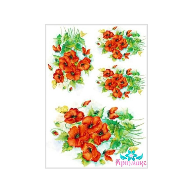 Rice card for decoupage "Poppies No. 1" 21x29 cm AM400046D