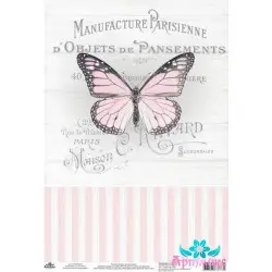 Rice card for decoupage "Vintage motives, butterfly number 6" AM400391D