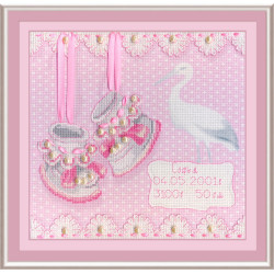 Baby Shoes Birth Sampler (Girl) SRK-315