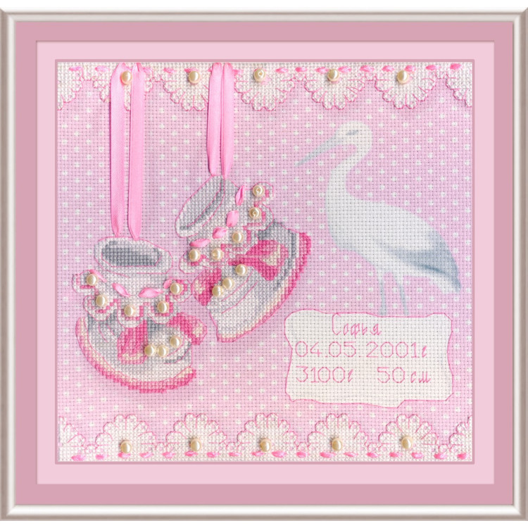 Baby Shoes Birth Sampler (Girl) SRK-315