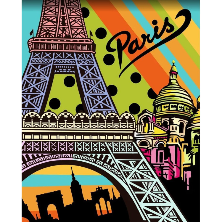 Wizardi painting by number kit. Paris pop art 40x50 cm T012