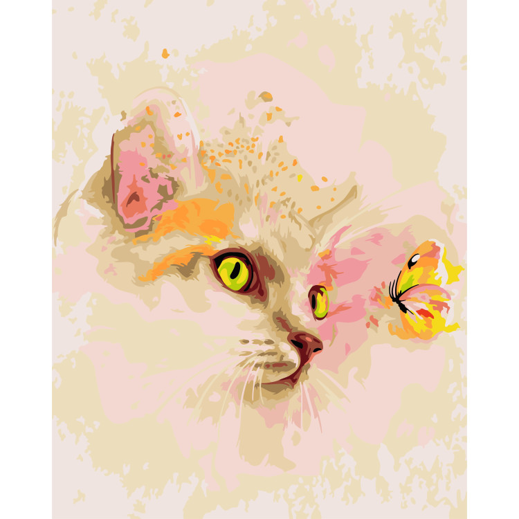 Wizardi painting by number kit. Kitten and Butterfly 40x50 cm T026