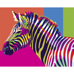 Wizardi painting by number kit. Rainbow Zebra 40x50 cm T077