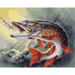 Wizardi painting by number kit. Pike 40x50 cm T090