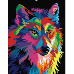 Wizardi painting by number kit. Rainbow Wolf 40x50 cm T102