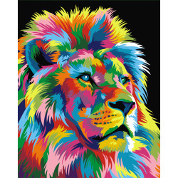 Wizardi painting by number kit. Rainbow Lion the King 40x50 cm T105