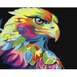 WIZARDI PAINTING BY NUMBER KIT. RAINBOW EAGLE 40X50 CM T108