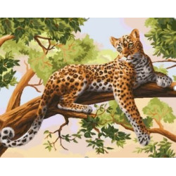 Wizardi painting by number kit. Leopard 40x50 cm T122