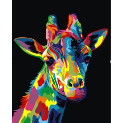 Wizardi painting by number kit. Rainbow Giraffe 40x50 cm T123