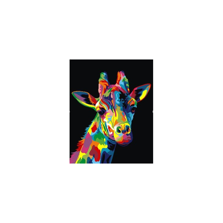 WIZARDI PAINTING BY NUMBER KIT. RAINBOW GIRAFFE 40X50 CM T123