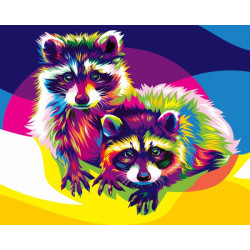 Paint by Numbers Kit Rainbow Racoons T40500076