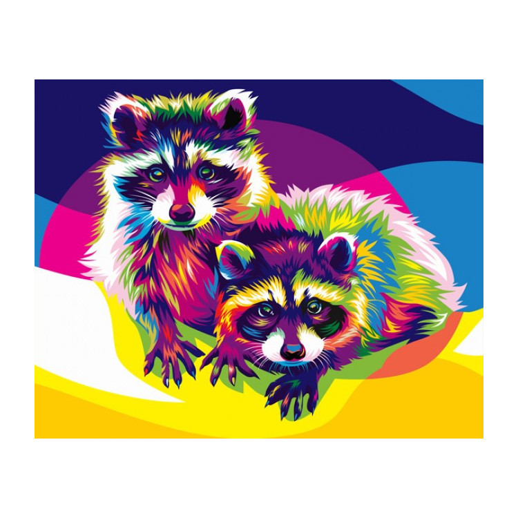 Paint by Numbers Kit Rainbow Racoons T40500076