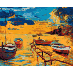 Paint by Numbers Kit Landscape with boats T40500101