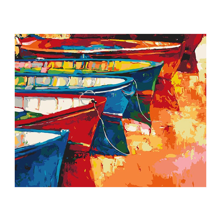 Paint by Numbers Kit Boats near the coast T40500102