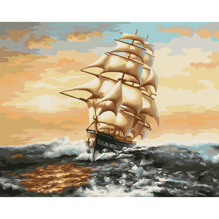 Wizardi painting by number kit. Ship 40x50 cm T245