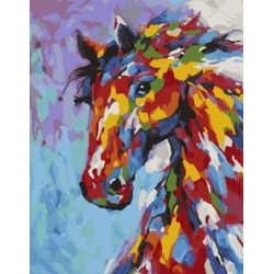 Wizardi painting by number kit. Colourful horse 40x50 cm T257