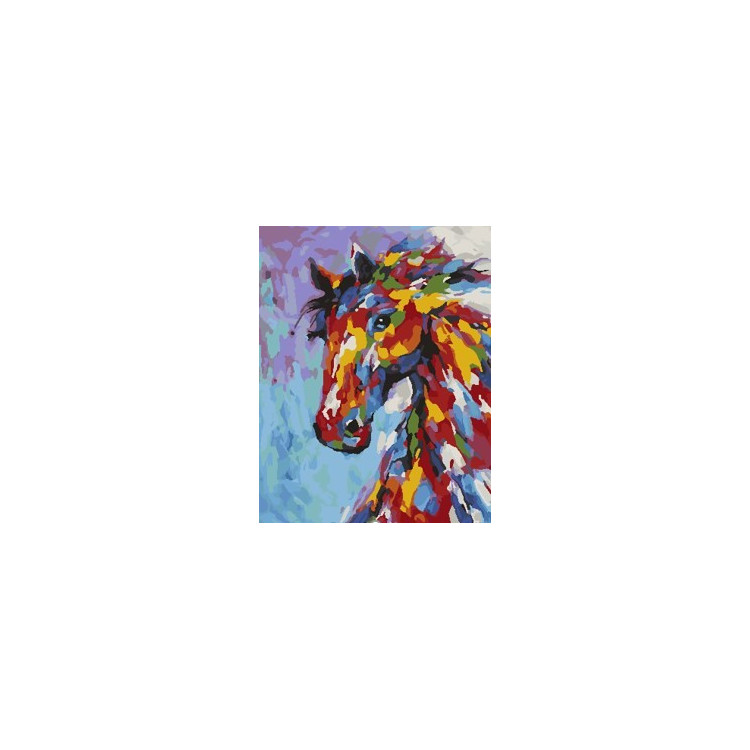 Wizardi painting by number kit. Colourful horse 40x50 cm T257