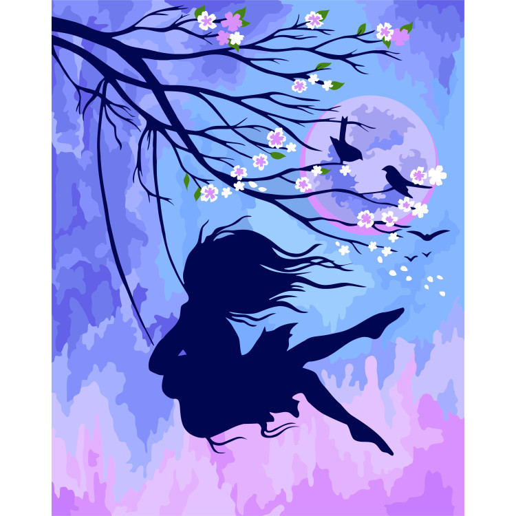 Wizardi painting by number kit. Sakura swing 40x50 cm T313