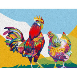 Painting by Numbers Rooster & Chicken 50x40cm T40500165