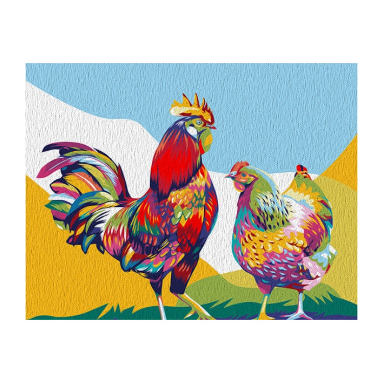 Painting by Numbers Rooster & Chicken 50x40cm T40500165