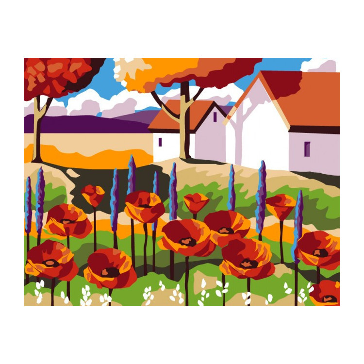 Paint by Numbers Kit Garden with poppies T16130029