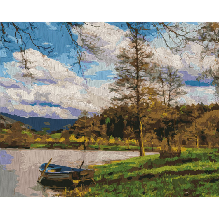 Wizardi Painting by Numbers Kit Boat by the River 40x50 cm T40500319