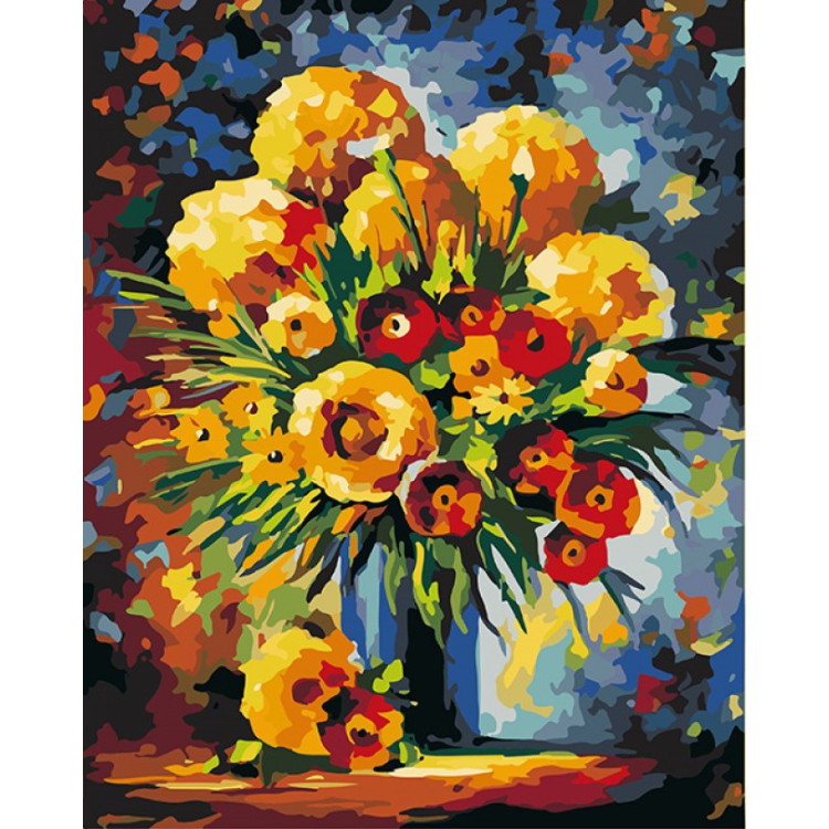 Paint by Numbers Kit Yellow and red flowers T50400105