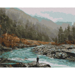 Wizardi Painting by Numbers Kit Mountain River 40x50 cm T40500334