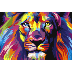 Wizardi painting by number kit. Rainbow Lion  29,7x21cm WA4106