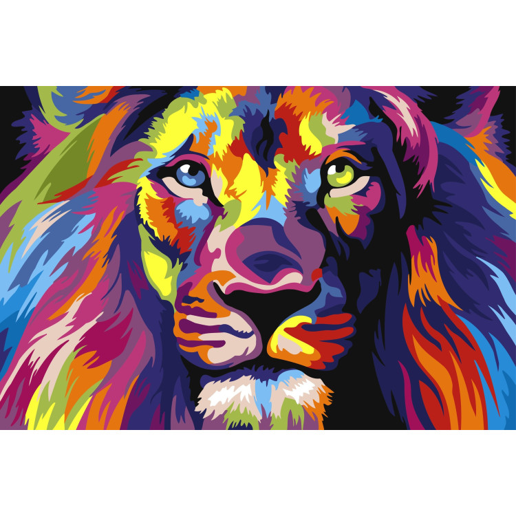 Wizardi painting by number kit. Rainbow Lion  29,7x21cm WA4106